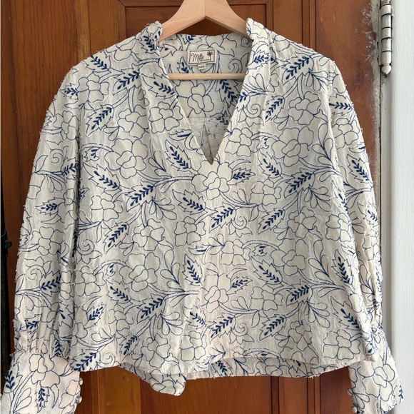 Mille Freya Top - white and blue appliqué - Picture 2 of 5